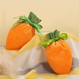 Easter Carrot Candy Bags – 4 Pack Handmade Fabric Treat Bags, Party Favor Decorations for Birthday & Easter Celebrations Orange