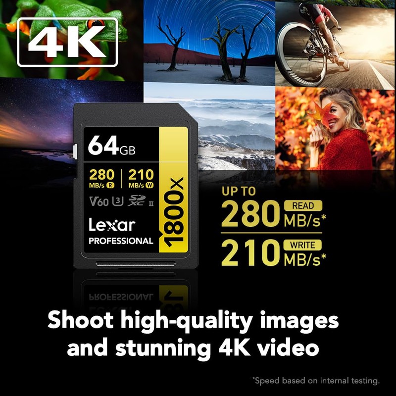 Lexar SD Card Professional 1800x SDXC Card Max Read 270MB/s