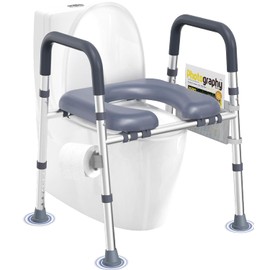 HOMLAND Toilet Seat Risers for Seniors, Raised Toilet Seat with Handles | Elevated Toilet Seat with Padded Seat, Adjustable Heigth & Width, suitable for Elderly, Handicap, Fit Most Toilet, Blue