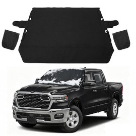 Windshield Cover for Ice and Snow Front Fit for Trucks Windshield Snow Cover Windshield Protector Winter Car Accessories 600D Oxford Fabric Black 67"x53"
