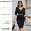 Women Metal Skinny Waist Belt with Closure Hook Size M