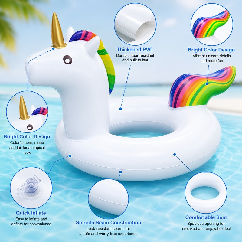Inflatable Unicorn Pool Float for Summer Fun – Thick PVC