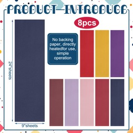 Newwiee 8 Rolls Patch Twill Iron on Patches for Clothes 9" x 24" Twill Machine Embroidery Patches Sew on Iron Clothing Fabric Repair Patch for Clothes Jacket Bags Sewing Decor