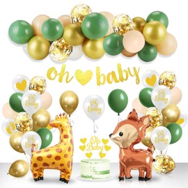 Baby Shower Decoration Boy, Baby Shower Balloons Neutral, Children's Birthday Decoration Forest Animals, Baby Shower Decoration Green, Jungle Decoration Balloons for Boys Girls Baby Shower Birthday