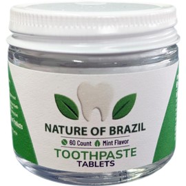 Nature of Brazil Toothpaste Tablets – Mint Flavor – 60 Count – Fluoride-Free, SLS-Free, Natural Whitening, Travel-Friendly – Made in USA