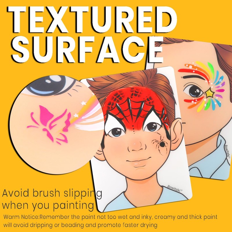 Bowitzki Face Painting Practice Board, 5 Pieces Reusable Colourful Face