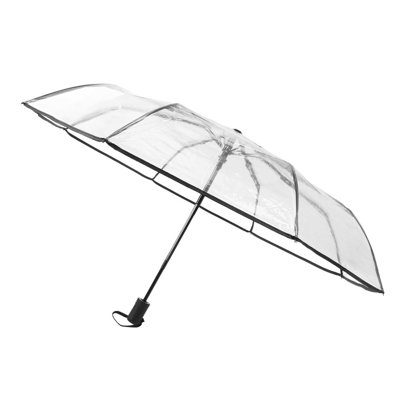 Clear Automatic Foldable Umbrella 8 Ribs 3 Folding Black Edging