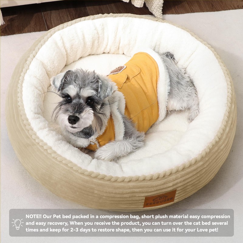 Zerbuger Cat Bed, 20In Dog Beds for Small Dogs, Calming