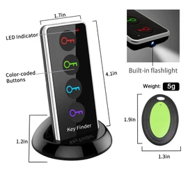key finder locator with sound,Megtaight,80dB+ RF Item Locator Tags with 130ft Working Range, 1 RF Transmitter & 4 Receivers,Wireless Remote Finder for Finding Key Phone Glasses Wallet Pet Tracker...
