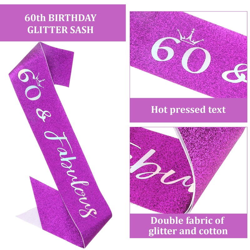 Semato Purple 60th Birthday Tiara and Sash Kit-60th Birthday Gifts
