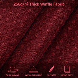 PANGSINNE 60 inch Stall Shower Curtain - Waffle Weave Heavy Duty Thick Fabric Shower Curtains for Bathroom, Weighted Hotel Spa Luxury Cloth Bath Curtain Set with 10 Hooks, 60x72, Burgundy
