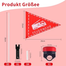 Pack of 2 Bicycle Bunting Children's Bicycle Bell Children Boys Bicycle Bell Fire Brigade Children Bicycle Flag Child Fire Brigade Safety Flag for Outdoor Bicycle Accessories