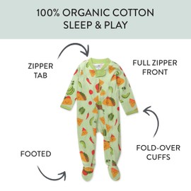 HonestBaby Sleep and Play Footed Pajamas One-Piece Sleeper 100% Organic Cotton for Baby Boys, 2-Pack Taco Time
