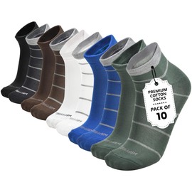 WRPPAREL Mens Low Cut Ankle Socks Cotton Office Business Casual Non Terry Moisture Wicking Lightweight Breathable | 10 Pairs, Size: 8 to 10