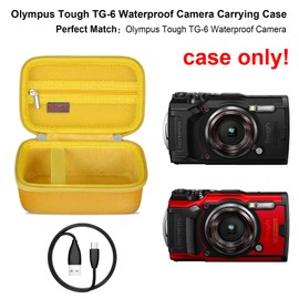 Elonbo Carrying Case for OM SYSTEM Tough TG-7 / OLYMPUS Tough TG-6 Underwater Camera, Waterproof 4K Video Digital Camera Hard Travel Bag, Mesh Pocket fits Battery Cables, Blue