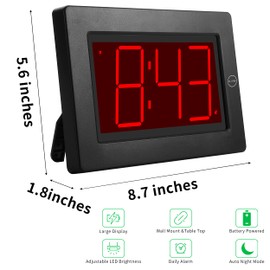 KWANWA Alarm Clock, 8" Large Screen Display, Digital Clock, Battery Operated, Auto Dimmer Mode,Wall Clock&Desk Clock for Bedroom, Office, Living Room, Elderly