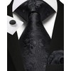 Enlision Black Ties for Men Floral Tie and Pocket Square