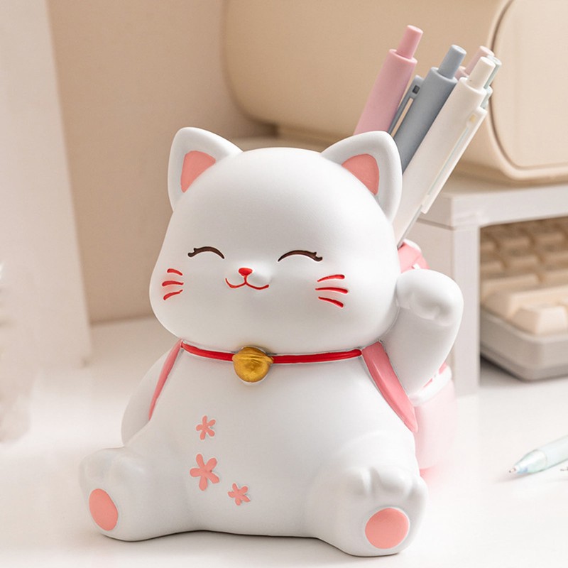 Cat Pen Holder Multipurpose Resin Innovative Cute Pencil Holder for