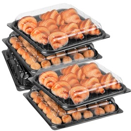 5 Pack Catering Trays with Lids Party Platters Dessert Bread Sandwich Cookie Food Trays for Parties, 12" x 12" x 2.4"