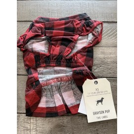 Grayson Pup Buffalo Check Dog Dress XS red