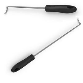 Cave Tools Food Flipper and Meat Hook for Grilling, Flipping, and Turning Vegetables and Meats BBQ Grill and Smoker Accessories, Right-Handed, Large (17 Inch) + Small (12 Inch) Black