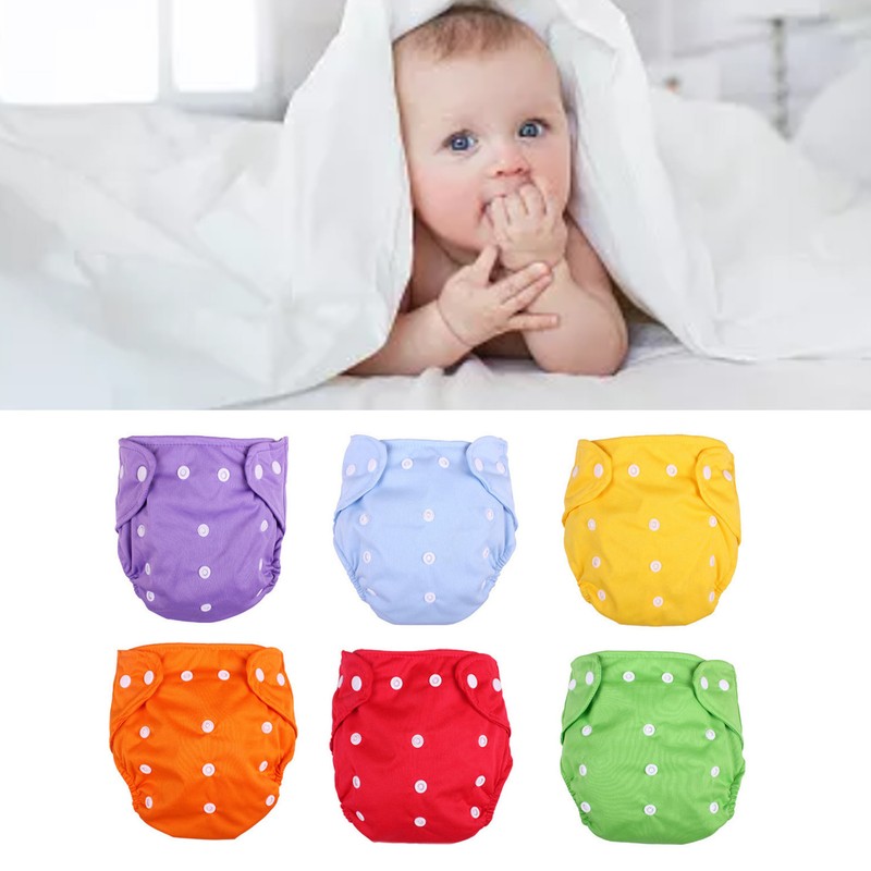 6PCS Baby Cloth Diapers Adjustable Washable Reusable Soft Breathable Infant