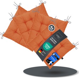 LILENO HOME Set of 4 Chair Cushions 07 Terracotta (40 x 40 x 6 cm) - Seat Cushions for Garden, Kitchen or Dining Room - UV-Resistant Indoor and Outdoor Chair Cushions as Chair Cushions (Linda FUM)