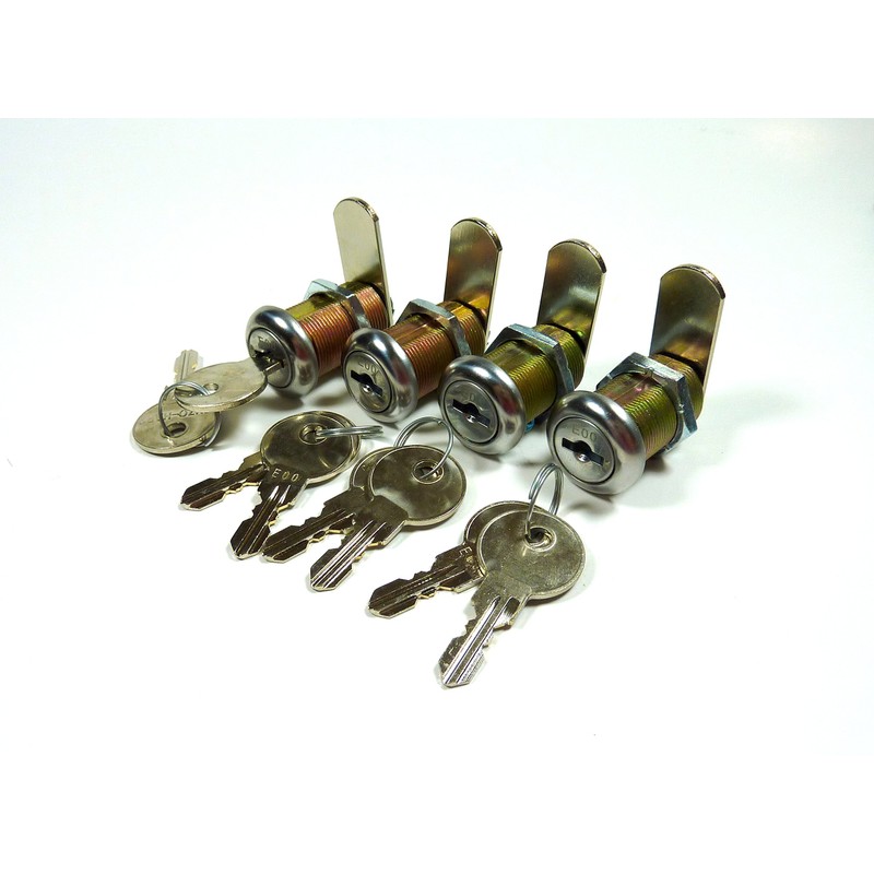 4/Pk 5/8" Double Bitted Cam Lock with 6-Disc Tumbler, Keyed
