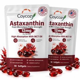 Astaxanthin 12mg Natural 90 Softgels Astaxanthin Supplement Antioxidant Support Eye Skin Joint Health | Internal Circulation,3 Month Supply| Non-GMO,Gluten-Free,No Soy (90 Count (Pack of 2)