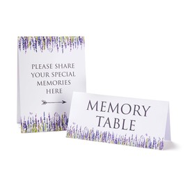 ANGEL & DOVE Lavender Set of 2 Funeral Memory Table Signs