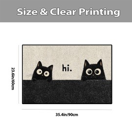 NYZE Entryway Rug, Non-Slip Indoor Door Mat, Low Pile for Bathroom Bedroom (Black Cat, 35.4'' x 23.6'')