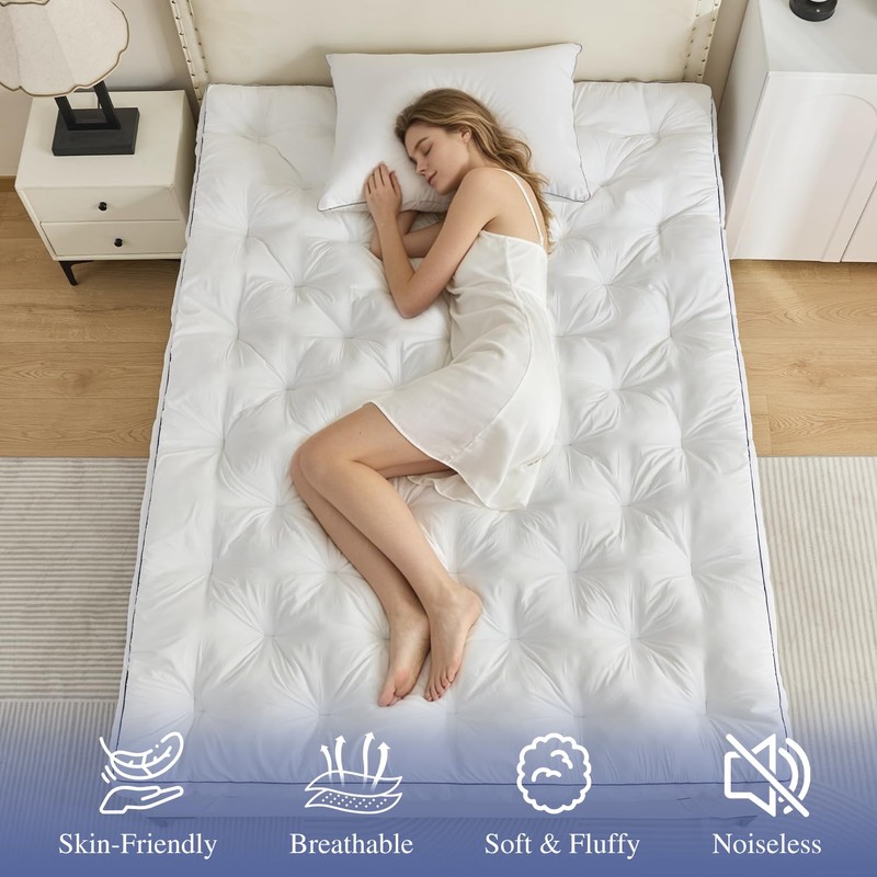 SHOUREN 5 Inch Memory Foam Mattress Topper Queen Size, Extra
