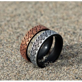 Knot Theory Warrior of Strength Silicone Ring in Dark Silver Size 11 - Dual Layer Engraved Wedding Band, Sports Activities, Breathable Comfort Fit