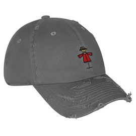 JPAK Scarecrow Vintage Dad Hat Frayed Embroidered Cap Farm Wizard Gray
