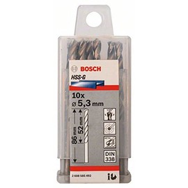 Bosch Professional 10x Metal drill bits HSS-G DIN 338 (for metal, Ø 5.3 x 52 x 86 mm, Accessory Drill Driver)