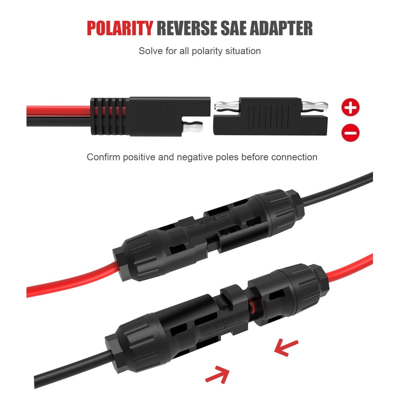 BERLAT Solar Extension Cable - 10AWG, 30cm with 2 SAE
