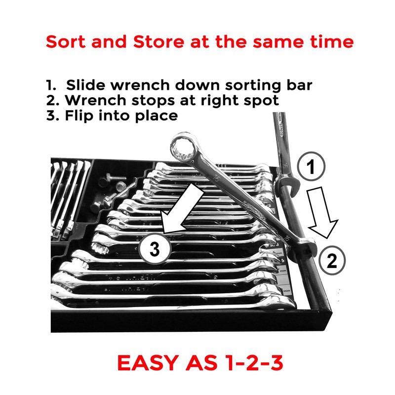 TOOL SORTER WRENCH ORGANIZER (BLACK) - Made in USA