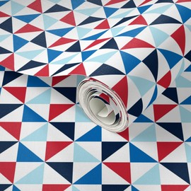 Peel & Stick Wallpaper Swatch - Red White Blue Independence Day USA American July 4Th Heritage Patriotic Geometric Abstract Custom Removable Wallpaper by Spoonflower
