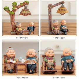 zalati Old Lady and Old Man Figurines Creative Chinese Craft for Home Decorative Living Room Bedroom Wine TV Cabinet