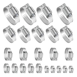 YUCDXVF 24PCS Adjustable Stainless Steel Hose Clamps, 1/4“-2” (6-51mm) Stainless Steel Hose Clamp Assortment Kit Our Hose Clamps Are Used For Home, Garden and Automotive Hose Connections