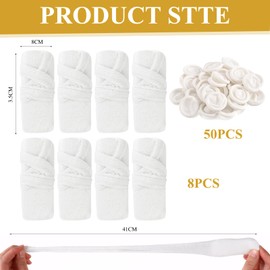 8 Pcs Fingerverband Fingerlinge Verband Finger Verband Schlauchverband Finger Bob Fingerschutz Fingerbandage Mit 50 Latex-Fingerlinge Geeignet für Arbeit, Küche, Wundversorgung(Weiß)