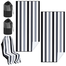 Hahafelt 2 Pack Car Seat Towel Covers with Storage Bag Seat Post Workout Sweat Washable Cover Non Slip for Car Towel for Dog Pet Workout Outdoor Sport Activities (Black Vertical Stripes)