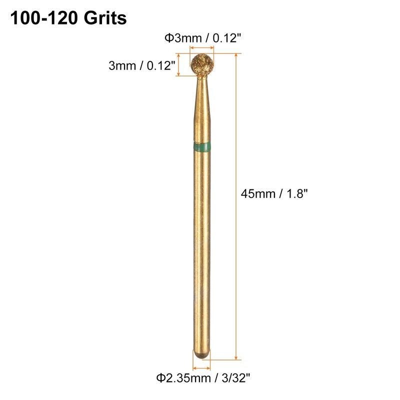 sourcing map 13pcs 100-120 Grits Diamond Grinding Bit 3mm Ball