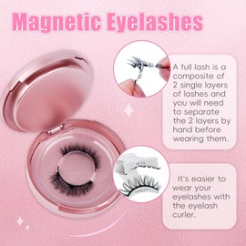 Fadlash Magnetic Eyelashes Kit Magnetic No Glue Eyelashes Natural Look Reusable Magnetic Eyelashes 2 Pairs Magnetic Lashes Without Eyeliner （Y1+Y3）