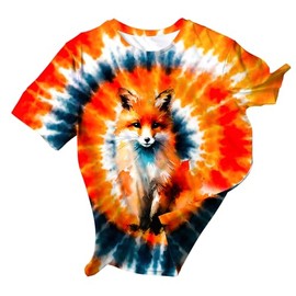 ZSKQJLW Kids Orange Fox Tie Dye Shirt for Boys Girls Youth Hippies Animal Tie-Dyed Tee 5-14Years Old Outfit Tshirt 4T 5T 6T Size 8