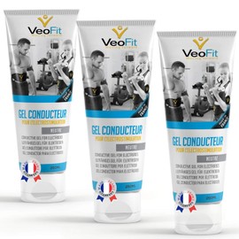 VEOFIT Conductive Electrode Contact Gel 3 x 250 ml for EMS TENS Devices, Electrostimulators, Electrode Pads - Improves Electrode Contact and Protects the Skin
