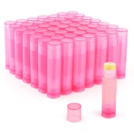 DMuuuDM 50 Pcs 5.5g Twist-up Lip Balm Tubes,Empty Plastic Lip Gloss Balm Containers Rotatable Deodorant Containers for DIY Homemade Lipsticks, Chapsticks and Homemade Solid Perfume,Pink