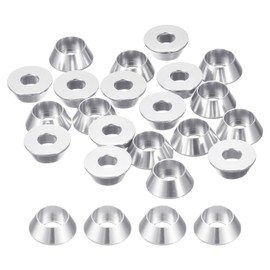 sourcing map M5 Cone Cup Countersunk Washers, 10 Pcs Anodized Aluminum Gaskets Cup Head Washer Gasket, Cup Screw Counterbore Gasket for Mechanical Accessories Parts, Silver