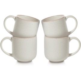 Maison Neuve Maison Neuve Riverside Espresso Mugs Set of 4, 3.3fl oz Small Coffee Cups, Mini Stoneware Espresso Shot Cups, Speckled Matte Finish, Microwave & Dishwasher Safe - Oxford White