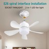 Socket Fan Light with Remote, Dimmable LED Ceiling Fans with